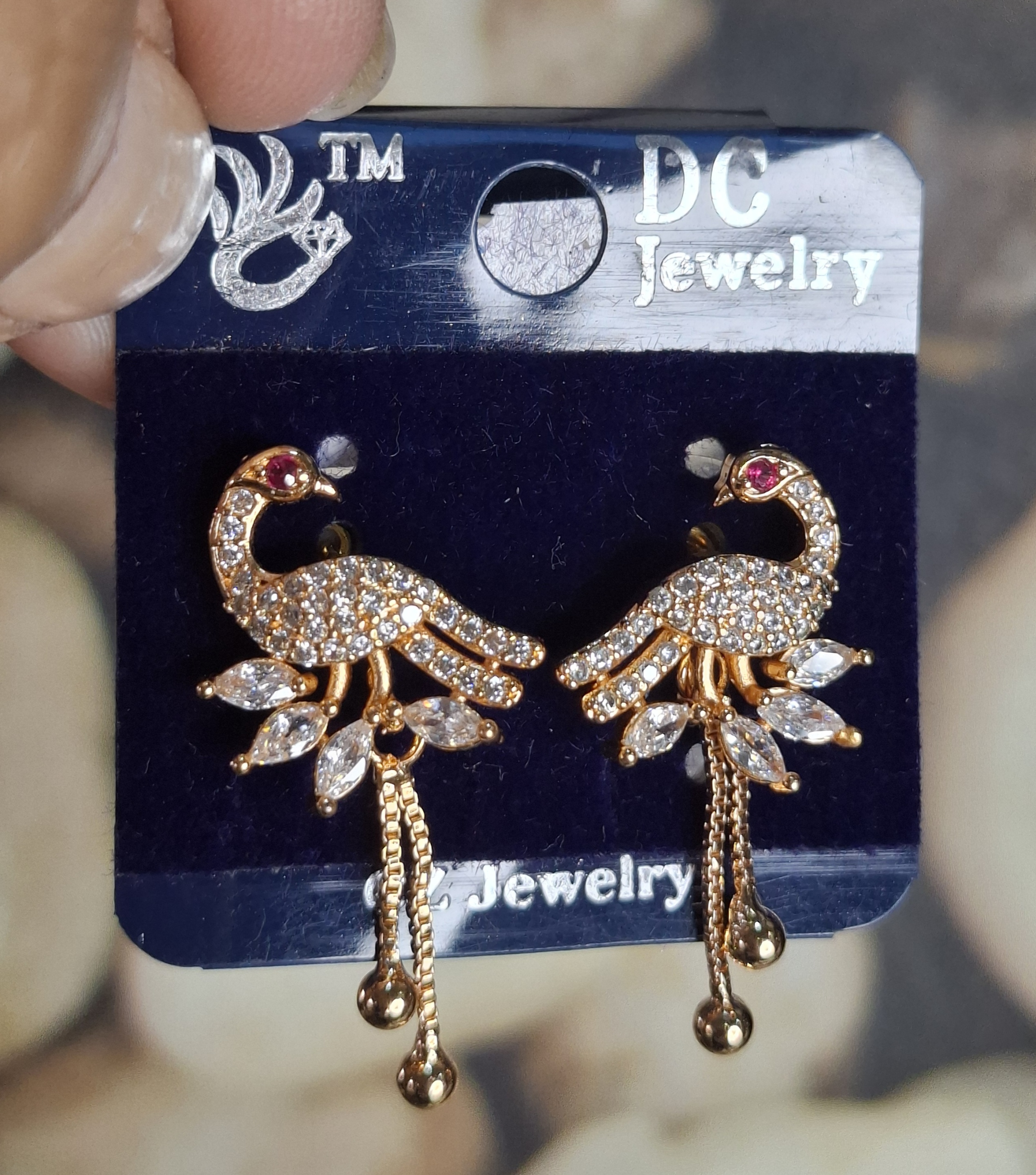 20260123_164746 Crystal Peacock Earring - Image 1