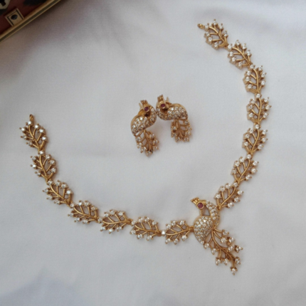 Beautiful Peacock shape CZ necklace