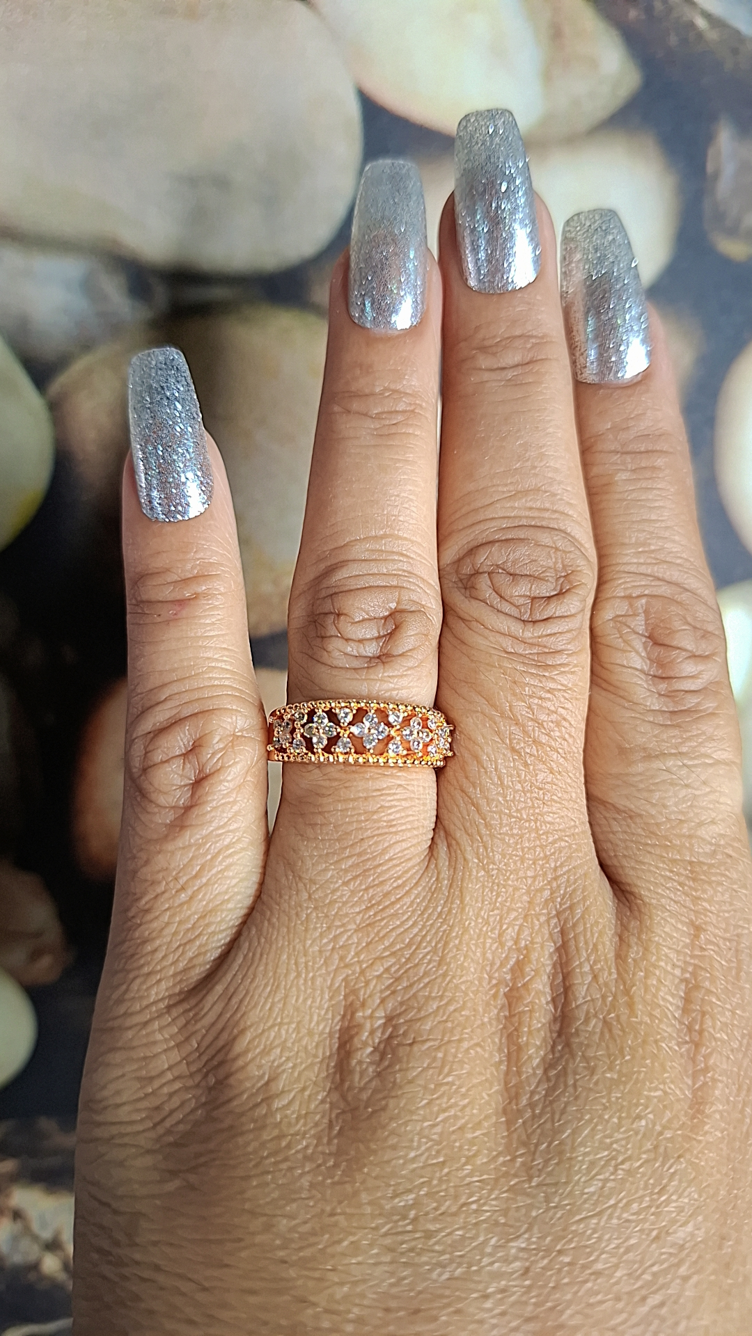 Snapchat-1020346240 Rose gold mini diamonds ring - Image 1