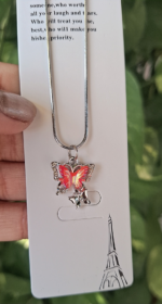 Red Silver Butterfly Chain Pendent