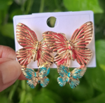 Two colour butterfly earrings - Image 2
