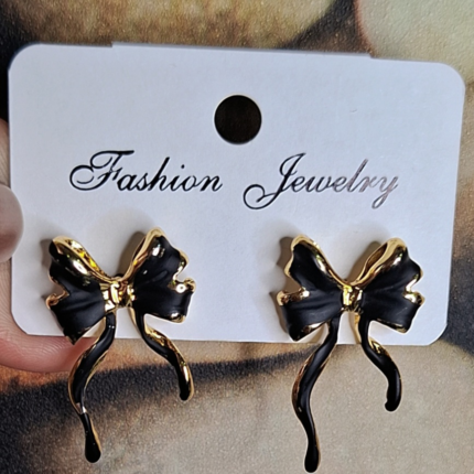 Black Bow Earring
