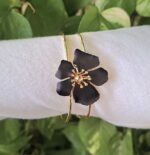 Black flower broad bracelet