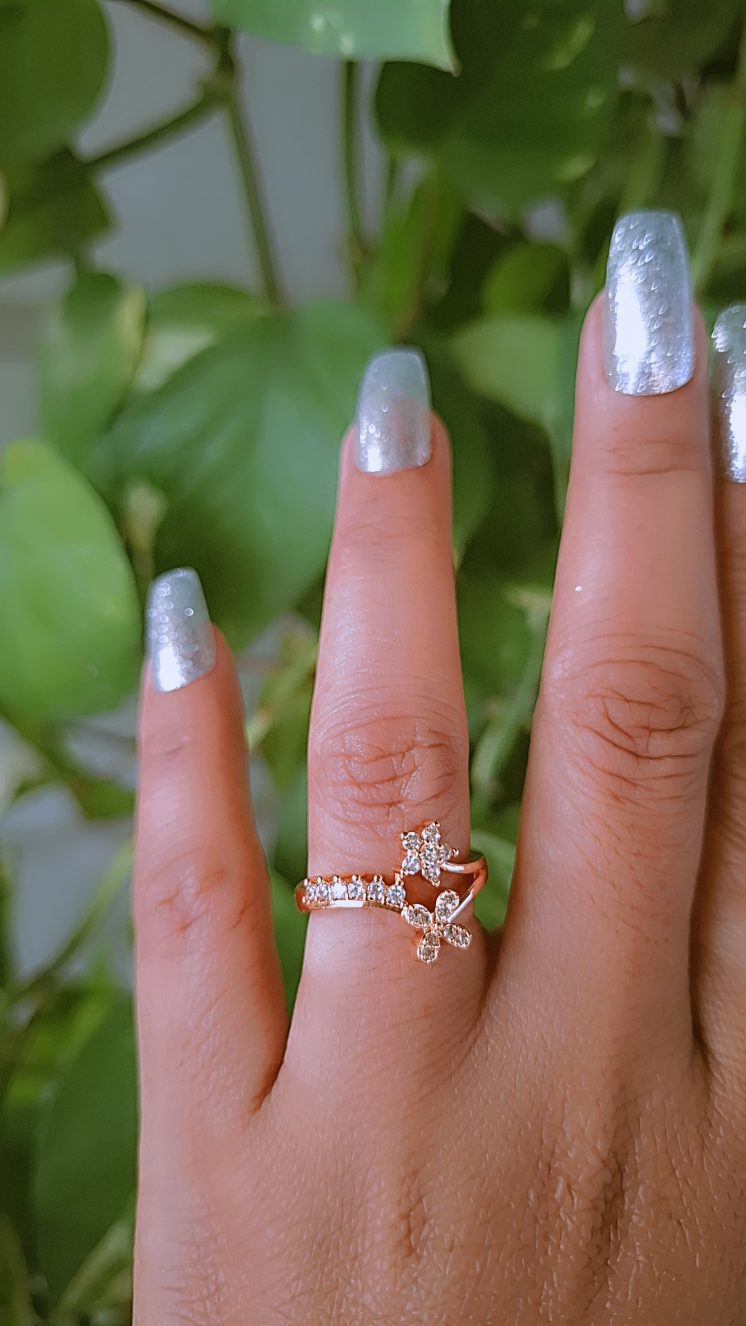 Snapchat-1204492979 Flower shaped diamond studded ring - Image 1