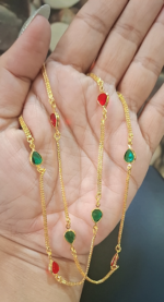 Droplet shaped colourful stone chain 24 inches