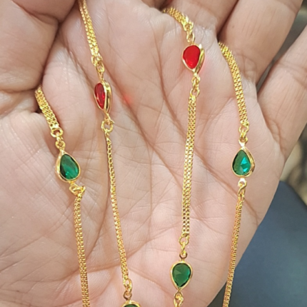 Droplet shaped colourful stone chain 24 inches