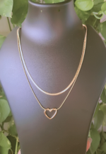 Big heart pendent with double chain