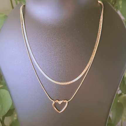 Big heart pendent with double chain