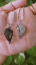 Silver and Black Angels heart chain pendent - Image 2