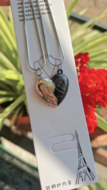 Silver n Black Broken Heart Chain Pendent