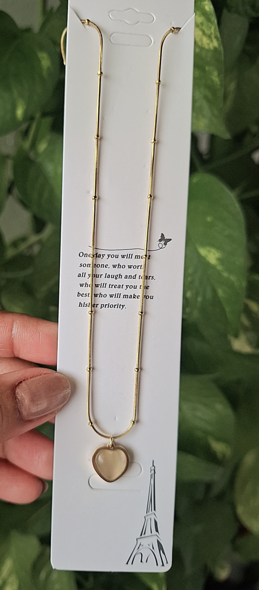 Snapchat-2058389625 Resin heart chain pendent(cream colour) - Image 1