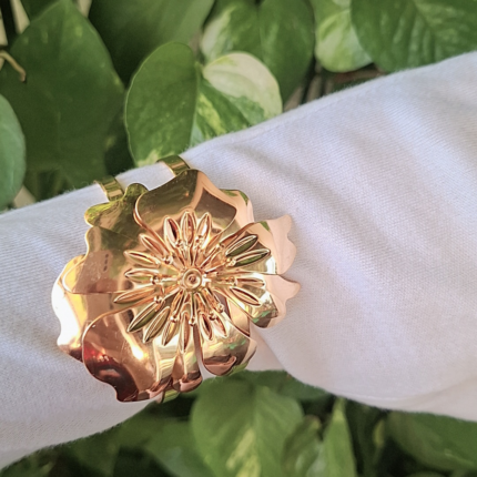 Big golden flower broad bracelet
