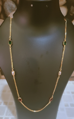 Rectangle shaped colourful stone chain 24 inches