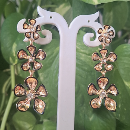 black and gold flower earrings