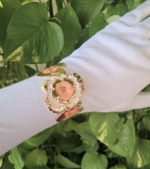 Broad colourful flower bracelet