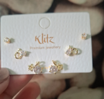 Small flower with Heart (pair of 3)