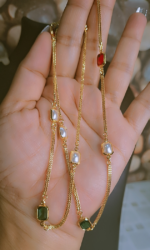 Rectangle shaped colourful stone chain 24 inches - Image 2