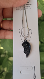 Silver n Black Broken Heart Chain Pendent - Image 3