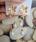 Statement two flowers earring
