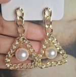 Statement long triangle Earring with pearls