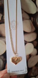 Golden Heart with diamond chain neckpiece